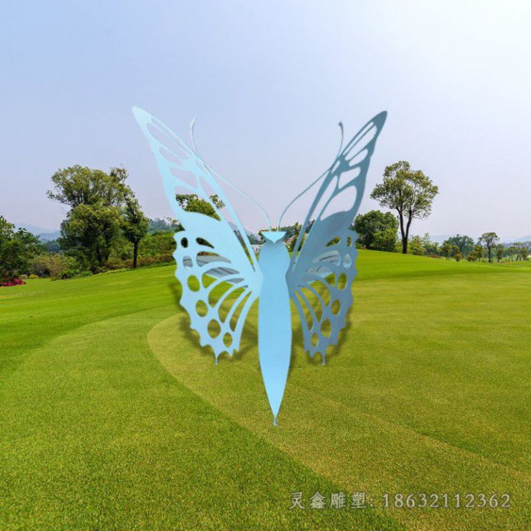 不锈钢彩绘蝴蝶广场雕塑