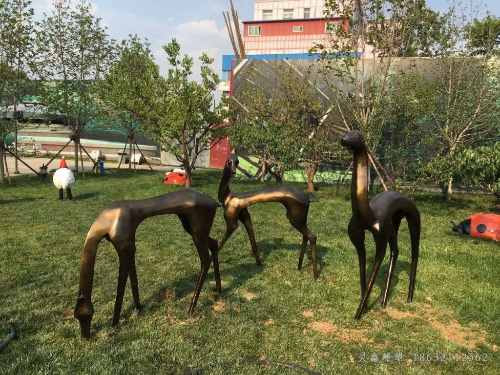 抽象小鹿庭院景观铜雕