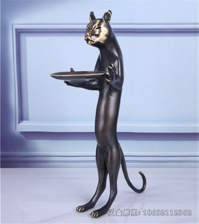抽象猫广场景观铜雕