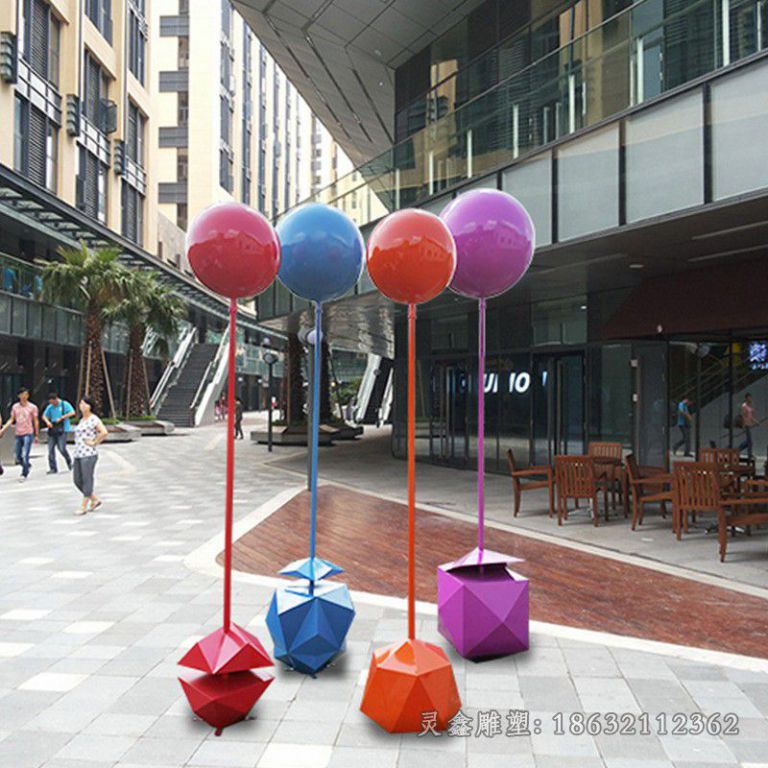 不锈钢彩绘气球小区雕塑