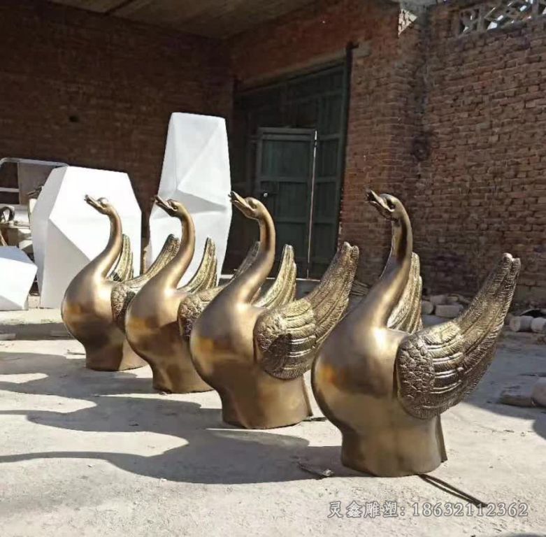抽象天鹅户外景观铜雕