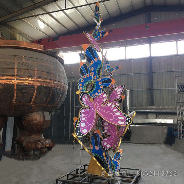彩绘蝴蝶城市不锈钢雕塑