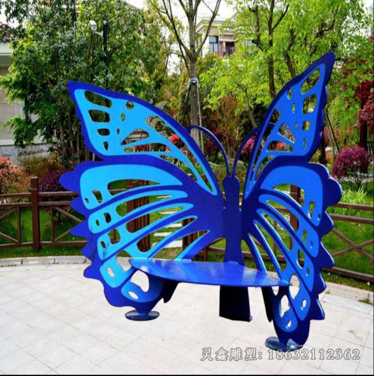 彩绘蝴蝶公园不锈钢雕塑