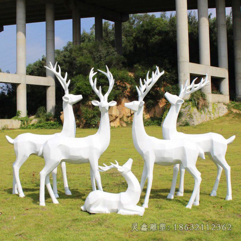 不锈钢群鹿公园雕塑