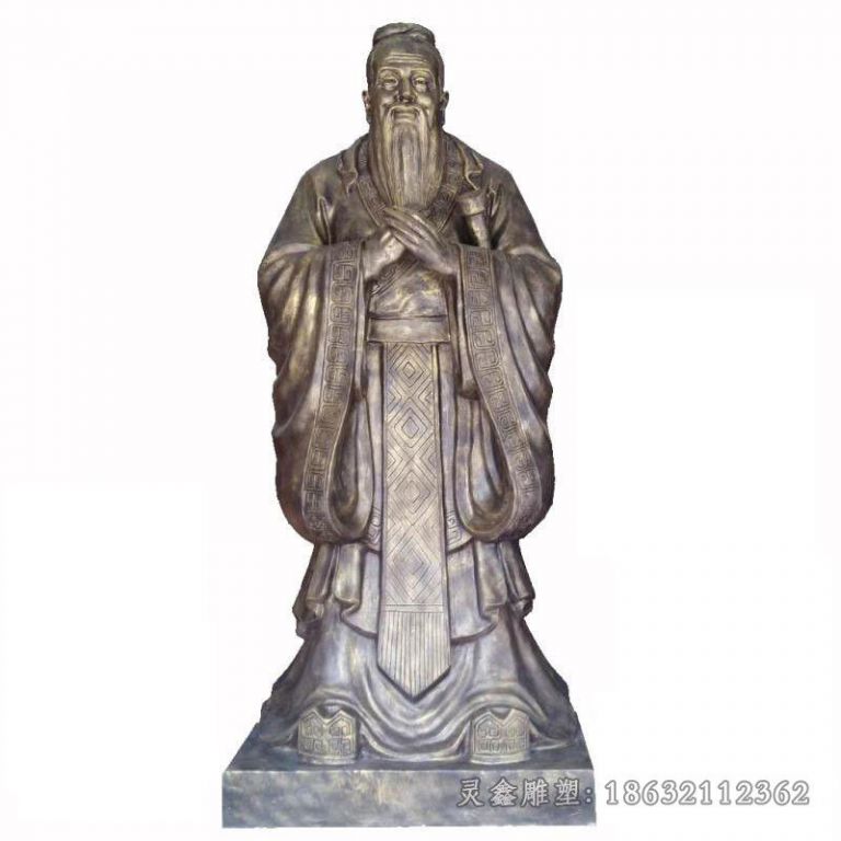 古代孔子小区人物铜雕