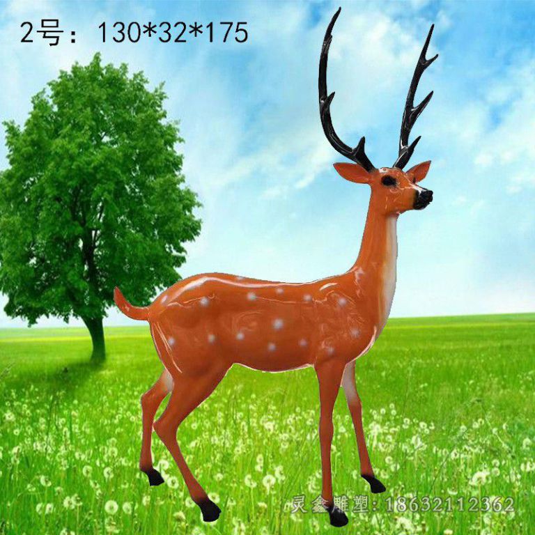 不锈钢彩绘小鹿公园雕塑