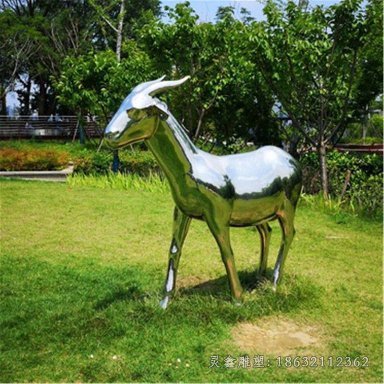 不锈钢镜面小鹿小区雕塑