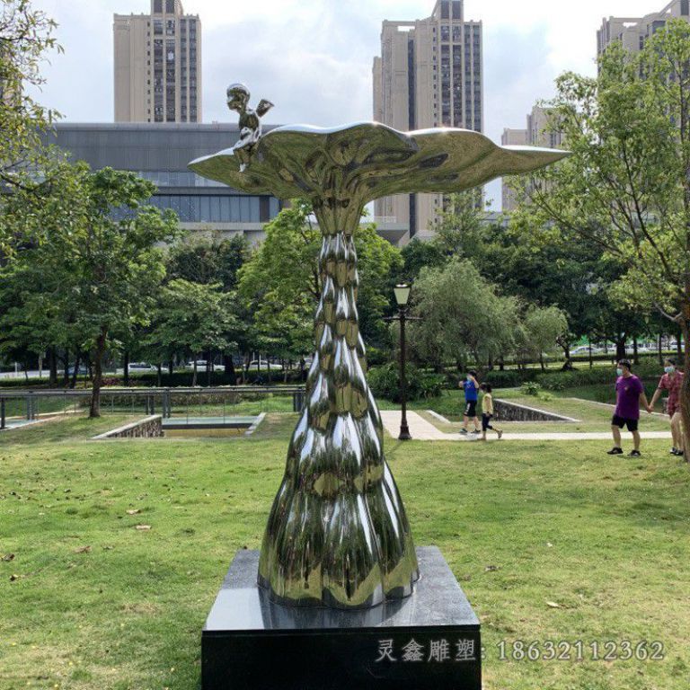 不锈钢抽象水滴小区雕塑