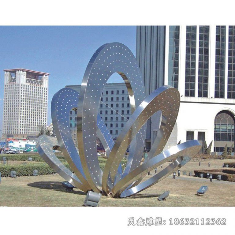 不锈钢抽象花小区雕塑