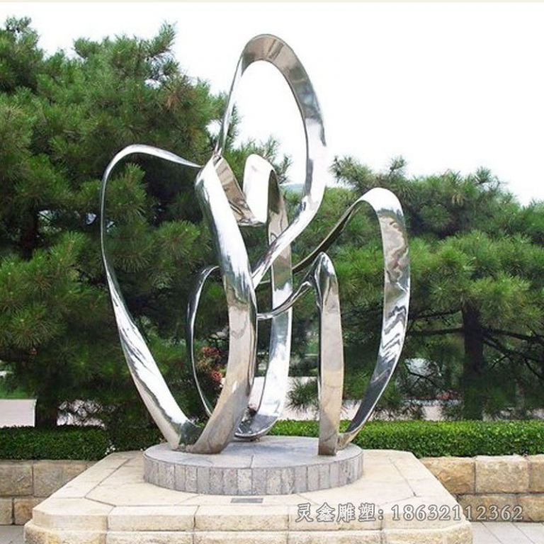 抽象圆环小区不锈钢雕塑