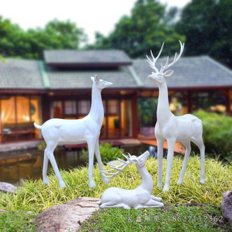 不锈钢抽象小鹿公园雕塑
