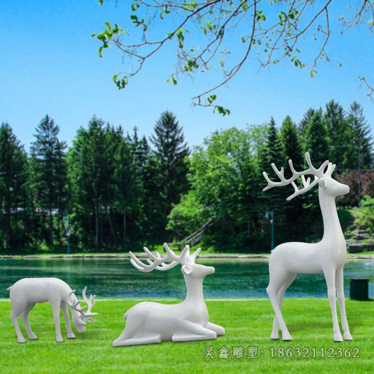 叉角小鹿公园不锈钢雕塑