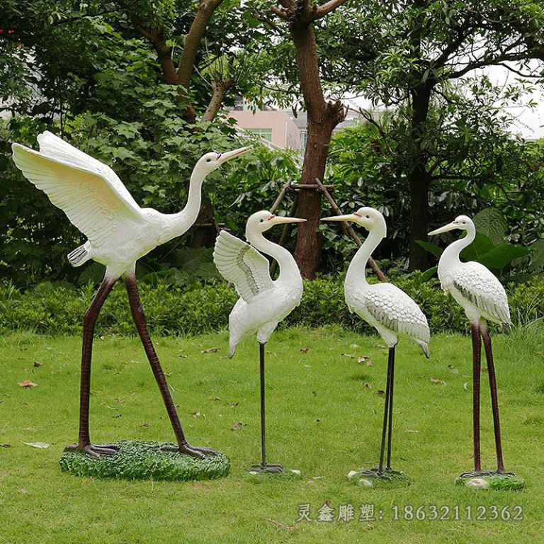 不锈钢站姿仙鹤公园雕塑