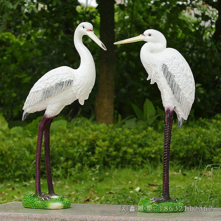 不锈钢情侣仙鹤公园雕塑