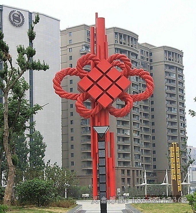 不锈钢中国结城市雕塑