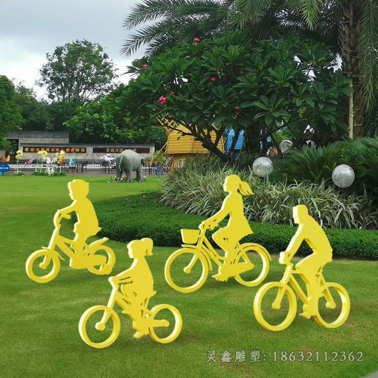 不锈钢自行车公园雕塑