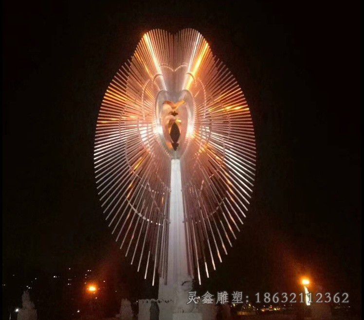不锈钢发光风动小区雕塑