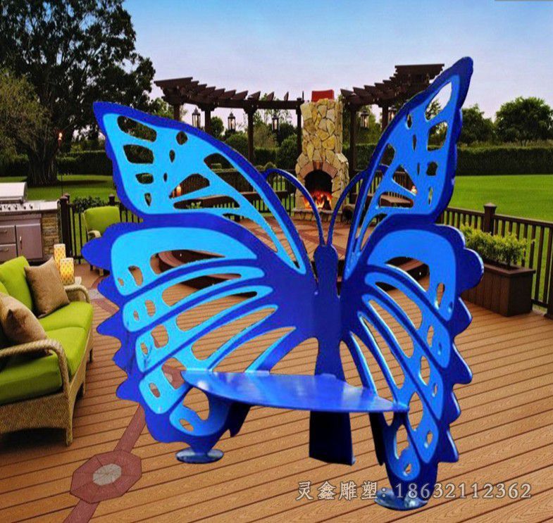不锈钢彩绘蝴蝶景区雕塑