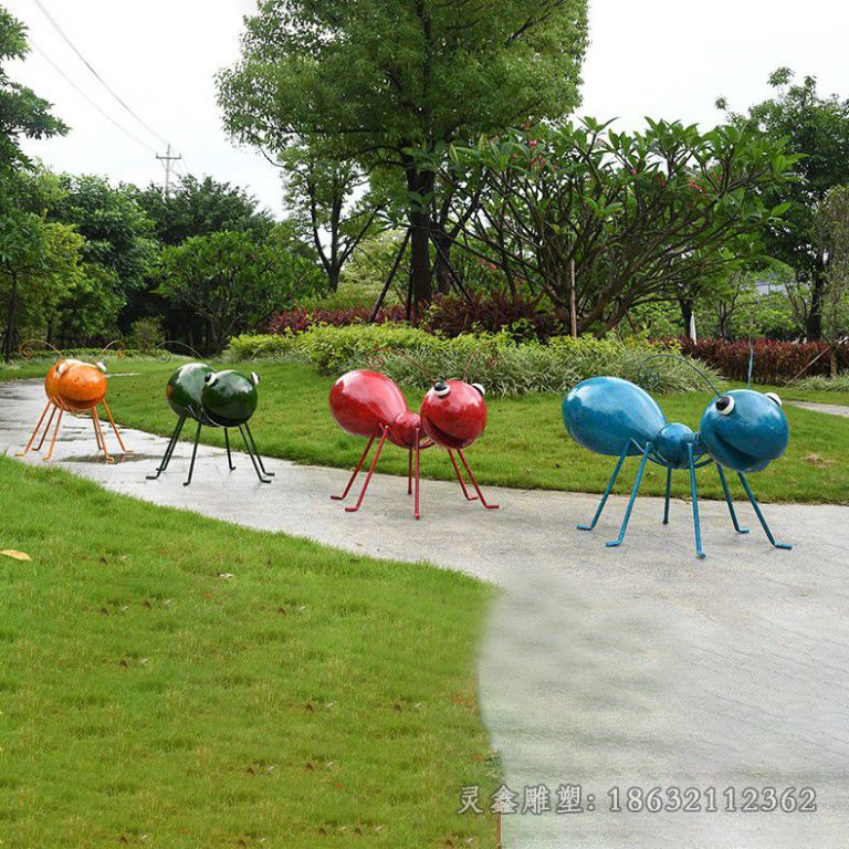 不锈钢彩绘蚂蚁公园雕塑