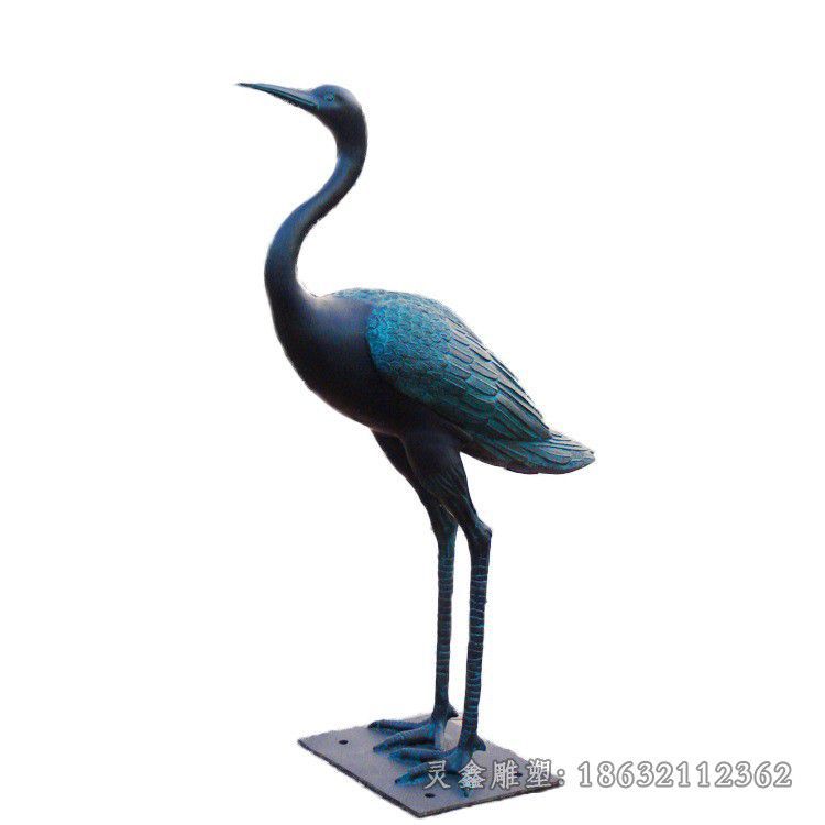 站姿仙鹤校园景观铜雕