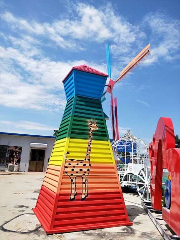 不锈钢彩绘风车广场雕塑