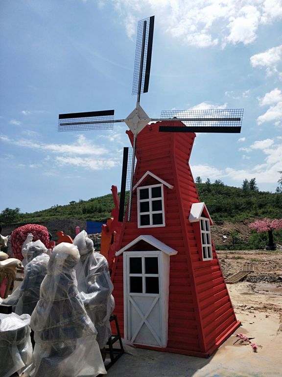 不锈钢彩绘风车城市雕塑