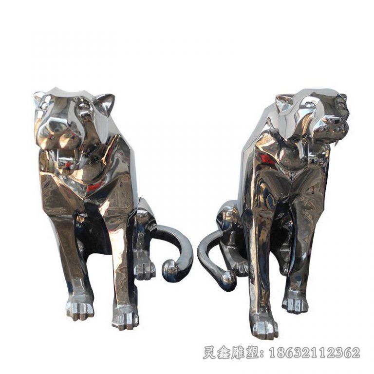 不锈钢抽象豹子公园雕塑