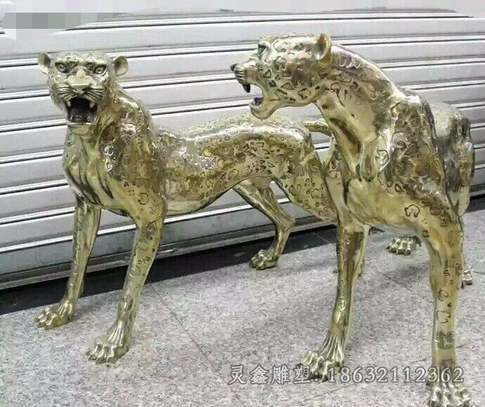 不锈钢抽象豹子小区雕塑