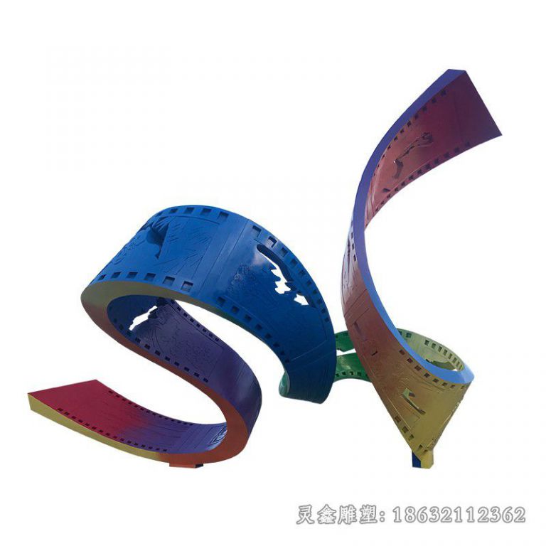不锈钢彩带公园景观雕塑