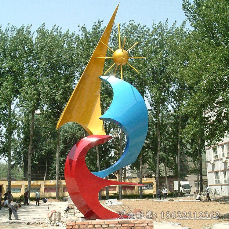 不锈钢彩带小区景观雕塑