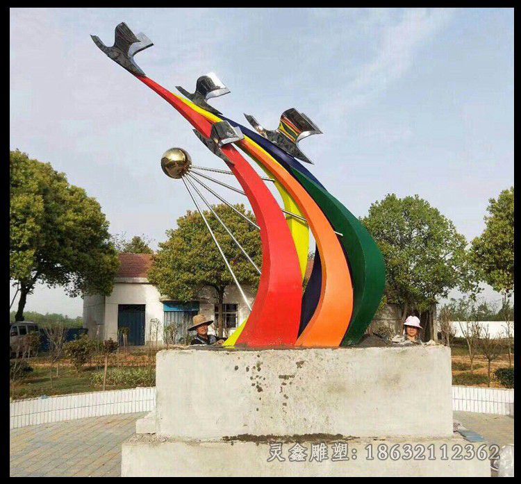 不锈钢彩虹飞鸽广场雕塑