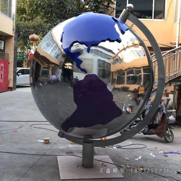不锈钢彩绘地球仪广场雕塑