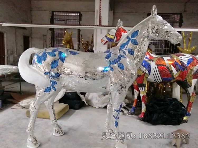 不锈钢彩绘马公园雕塑