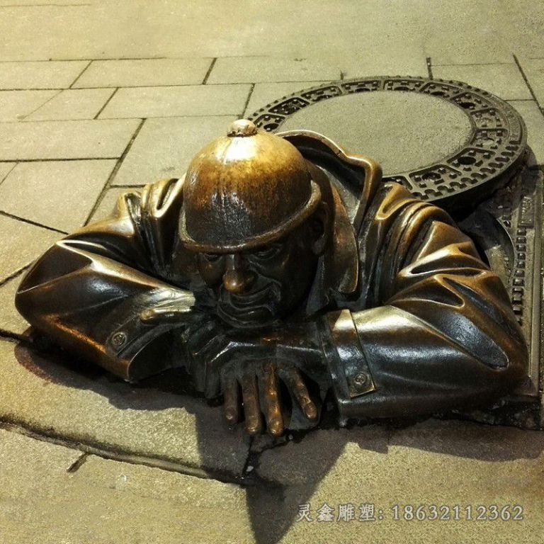 工人干活小区人物铜雕