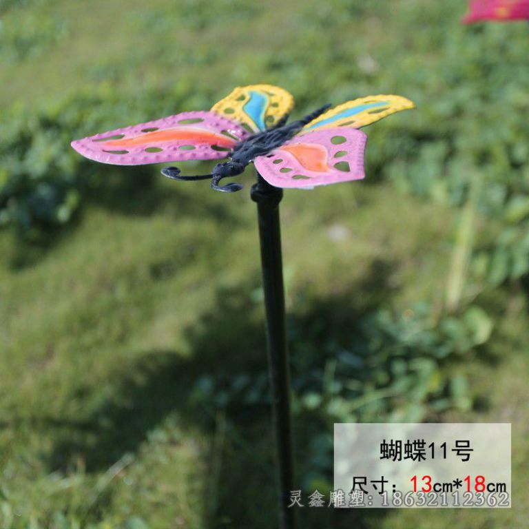 不锈钢彩绘蝴蝶景区雕塑