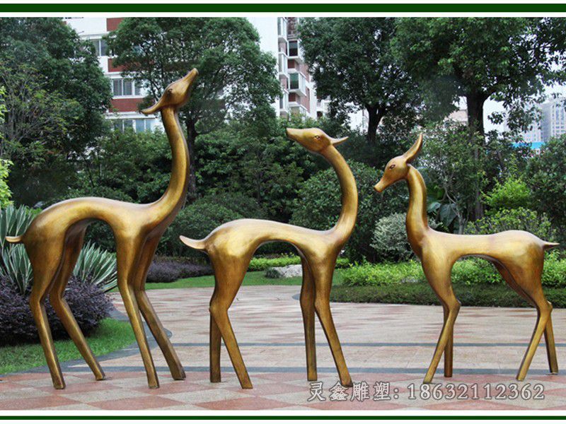 抽象情侣小鹿城市铜雕