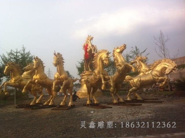 八马奔腾公园景观铜雕