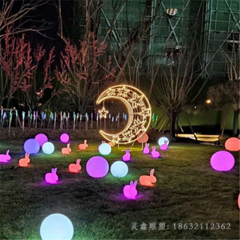 不锈钢发光月亮小区雕塑