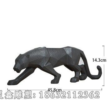 不锈钢几何豹子小区雕塑