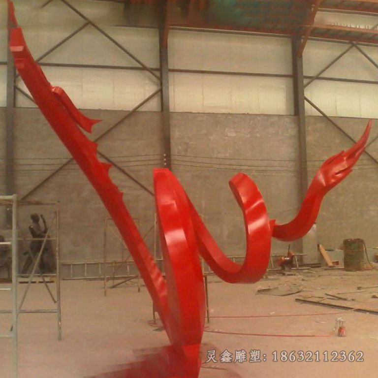 不锈钢彩绘彩带小区雕塑