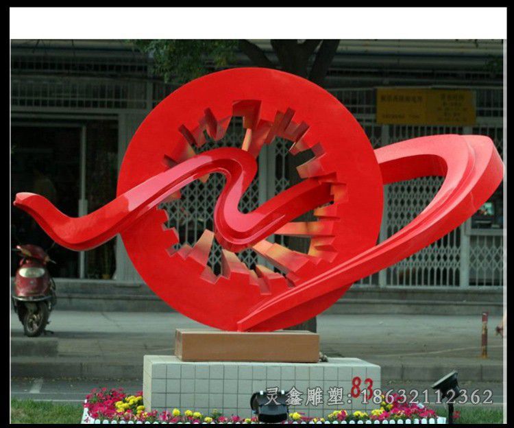 不锈钢彩绘齿轮公园雕塑