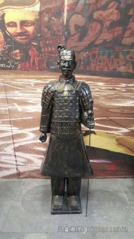兵马俑街边景观人物铜雕