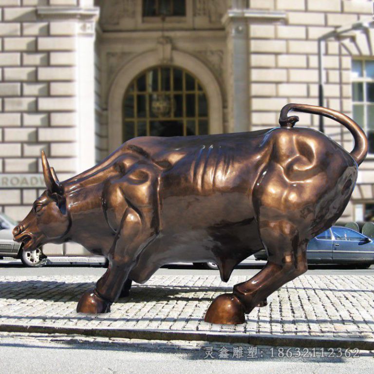古铜色华尔街牛广场铜雕