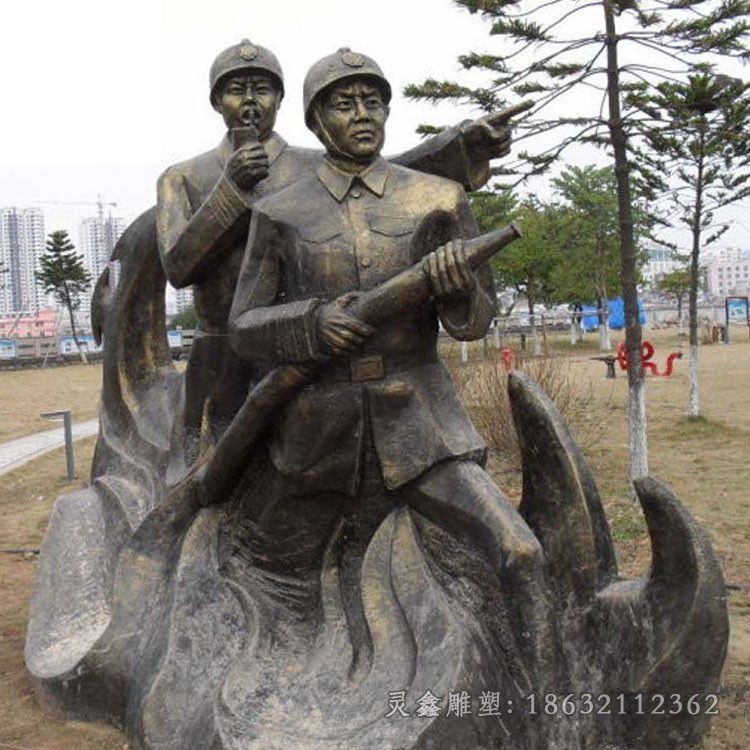 消防员小区人物铜雕