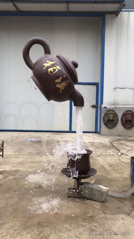 彩绘茶壶小区景观铜雕