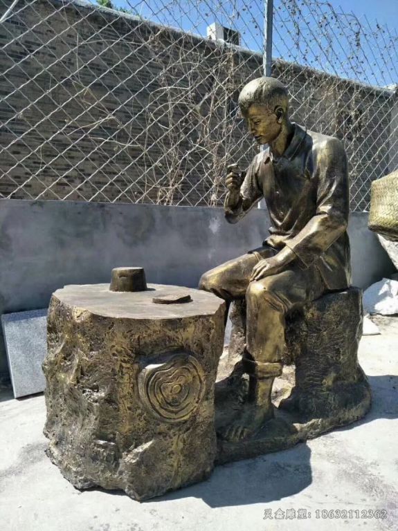 茶文化品茶小区人物铜雕