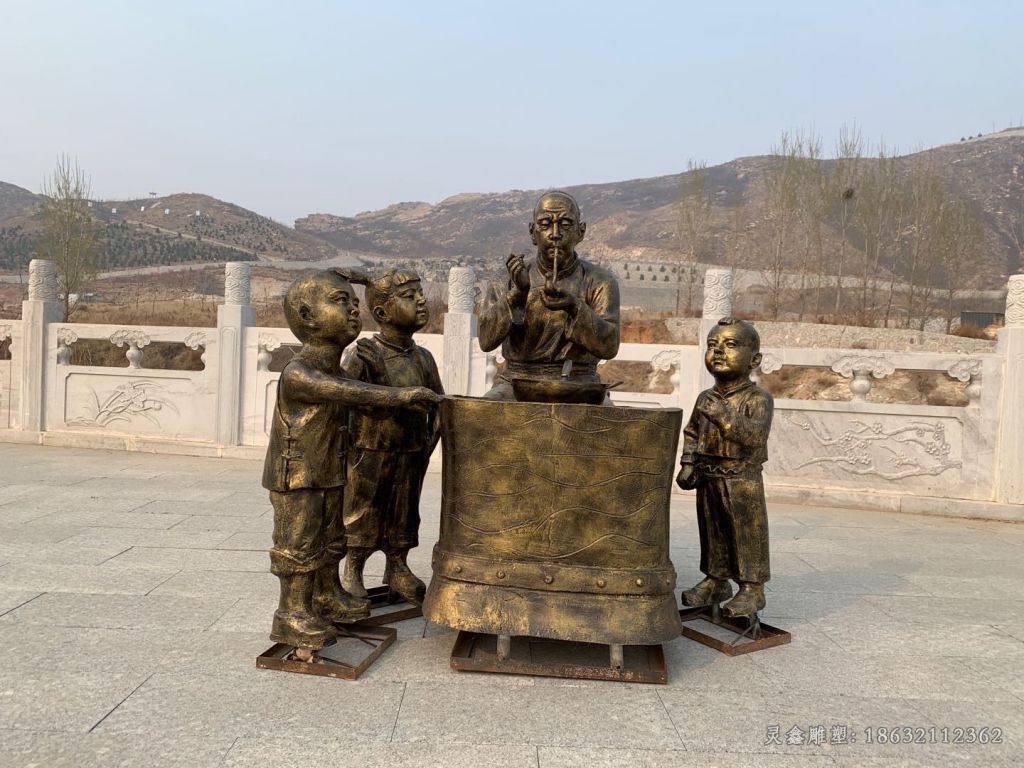 吹糖人民俗广场铜雕