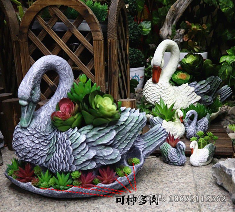 不锈钢彩绘天鹅小区雕塑