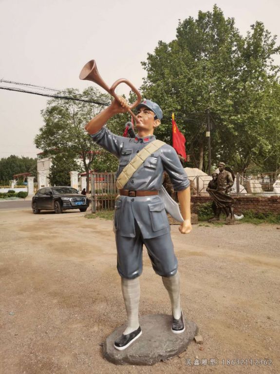 吹冲锋号红军商场铜雕