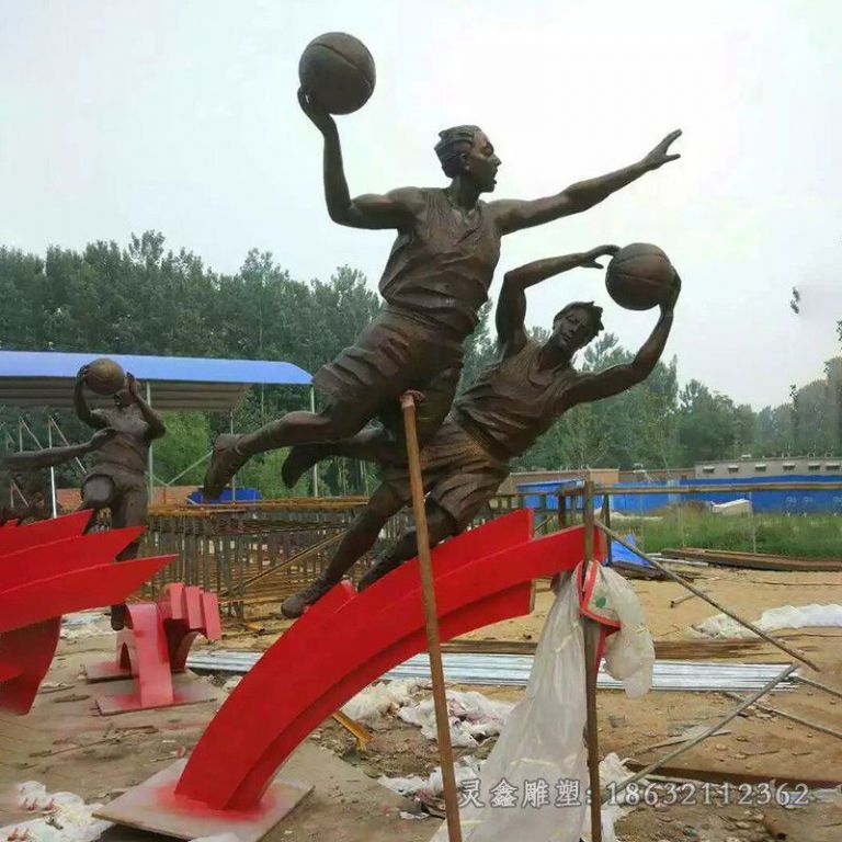打篮球小区人物铜雕